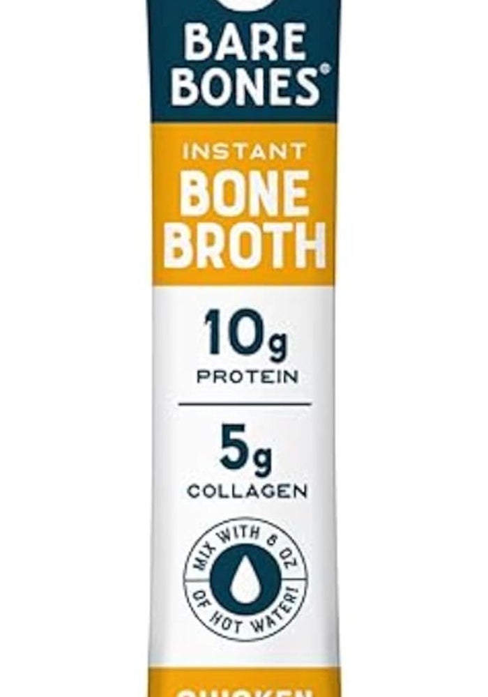 Bare Bones Instant Bone Broth Powder Mix, Chicken & Beef Variety Pack - 32 Sticks, 10g Protein, Keto & Paleo Friendly